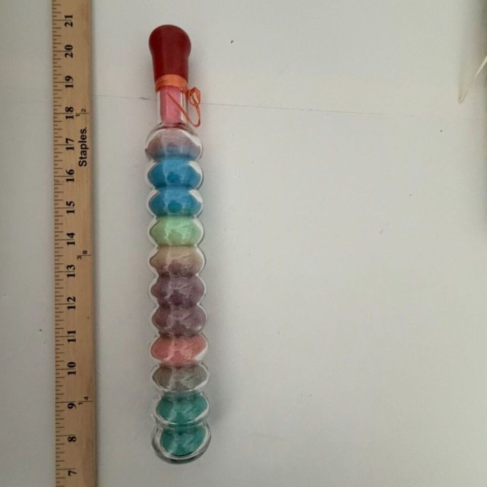 vtg multicolor bubble glass bottle with bath salts